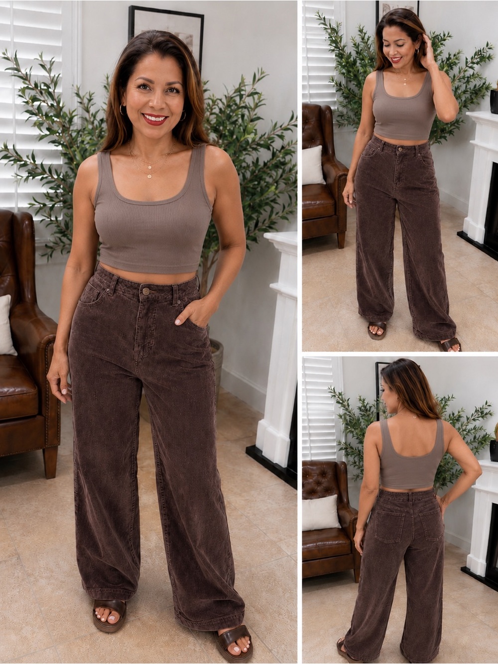 NWT We The Free High-Rise Wide-Leg Corduroy Pants in Chocolate